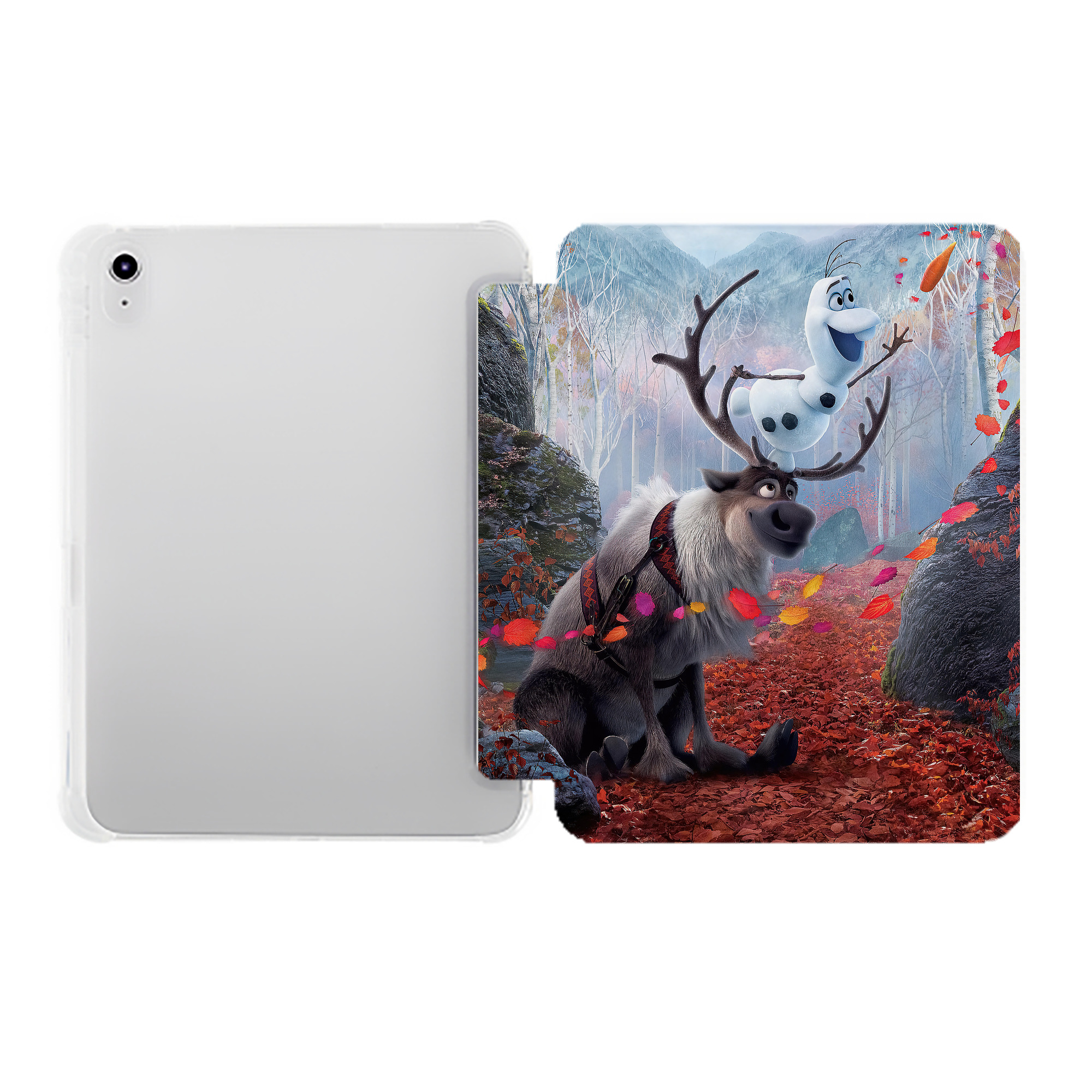 （画像用） アナと雪の女王 アンナ エルサ Frozen Anna Elsa IPad ケース ペン収納付き 三つ折りスタンド PUレザー×シリコン 対応機種9.5/10.5/10.9インチ
